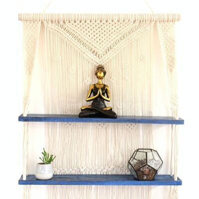 MHS-01 - Natural Macrame Hanging Shelves - Blue - Sold in 1x unit/s per outer