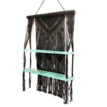 MHS-03 - Étagères suspendues en macramé noir - Turquoise - Vendu en 1x unité/s par extérieur 5