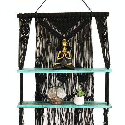 MHS-03 - Black Macrame Hanging Shelves - Turquoise - Sold in 1x unit/s per outer