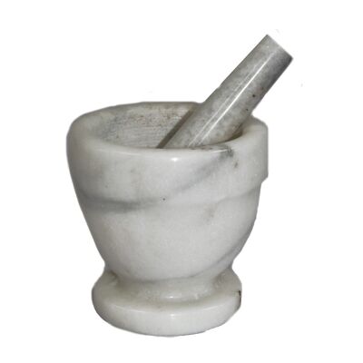 MPM-02 - Large White Marble Pestle & Mortar  - 10x10.5cm - Sold in 1x unit/s per outer