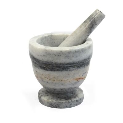MPM-04 - Large Grey Marble Pestle & Mortar  - 10x10.5cm - Sold in 1x unit/s per outer
