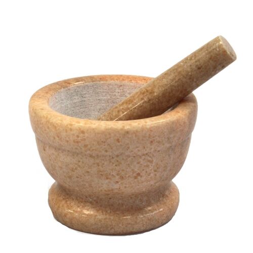 MPM-05 - Medium Peach Marble Pestle & Mortar - 10x7cm - Sold in 1x unit/s per outer