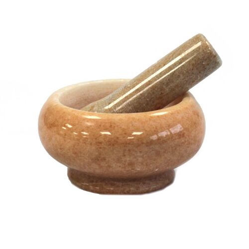 MPM-09 - Small Peach Marble Pestle & Mortar - 8x5.5cm - Sold in 1x unit/s per outer