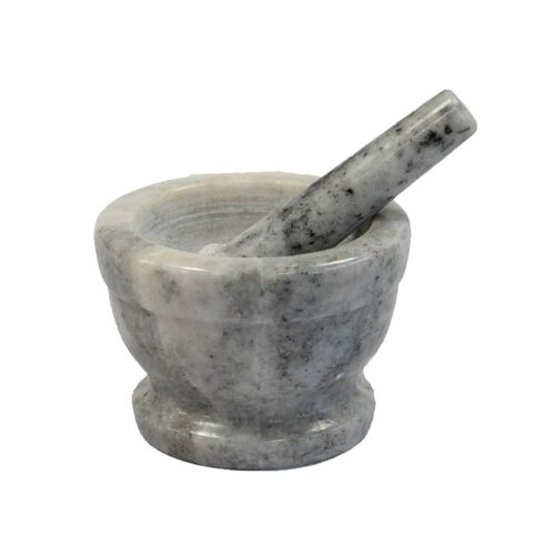 MPM-08 - Medium Grey Marble Pestle & Mortar - 10x7cm - Sold in 1x unit/s per outer