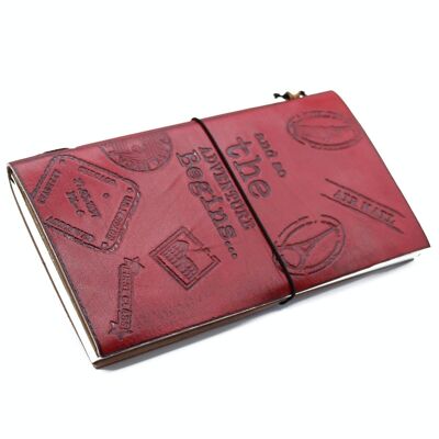 MSJ-01 – Handgefertigtes Ledertagebuch – Das Abenteuer beginnt – Rot – (80 Seiten) – Verkauft in 1x Einheit/en pro Außenhülle