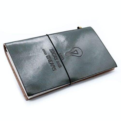 MSJ-03 - Handmade Leather Journal - Good Ideas and Other Dreams - Grey (80 pages) - Sold in 1x unit/s per outer
