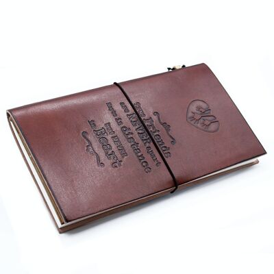 MSJ-05 - Handgemachtes Leder-Tagebuch - True Friends - Braun (80 Seiten) - Verkauft in 1x Einheit/en pro Außenhülle