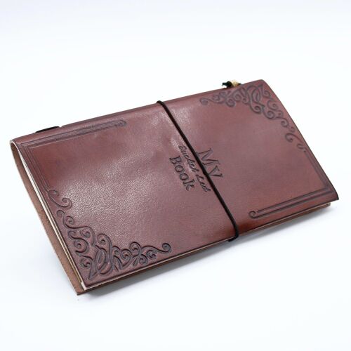 MSJ-07 - Handmade Leather Journal - My Bucket List Book - Brown (80 pages) - Sold in 1x unit/s per outer