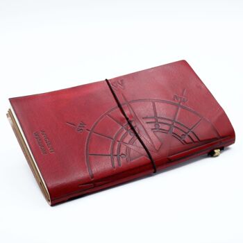 MSJ-08 - Journal en cuir fait main - Petit livre de grands projets - Rouge (80 pages) - Vendu en 1x unité/s par extérieur 5