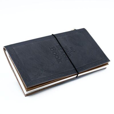 MSJ-09 - Handmade Leather Journal - My Little Black Book - Black (80 pages) - Sold in 1x unit/s per outer
