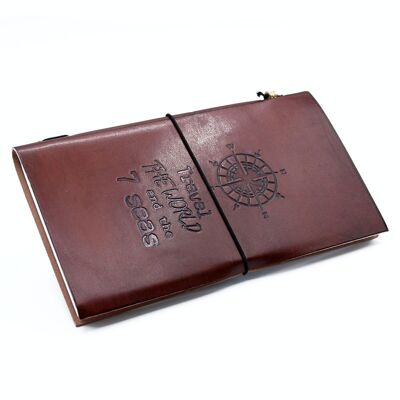 MSJ-10 – Handgemachtes Leder-Tagebuch – Reise um die Welt – Braun (80 Seiten) – Verkauft in 1 Einheit/en pro Außenhülle