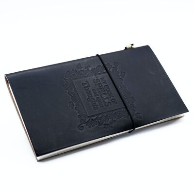MSJ-13 - Journal en cuir fait main - Mon livre de sorts et autres pensées - Noir - Vendu en 1x unité/s par extérieur