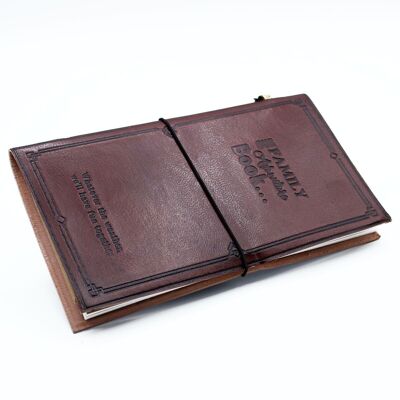 MSJ-14 - Journal en cuir fait main - Notre livre d'aventures familiales - Marron (80 pages) - Vendu en 1x unité/s par extérieur