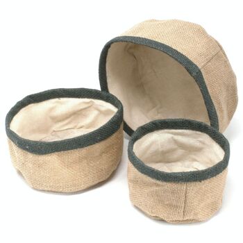 NATJB-01 - Lot de 3 Paniers en Jute Naturel - Charbon - Vendu en 3x unité/s par extérieur 4