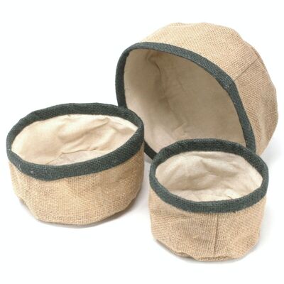 NATJB-01 - Set of 3 Natural Jute Baskets - Charcoal - Sold in 3x unit/s per outer