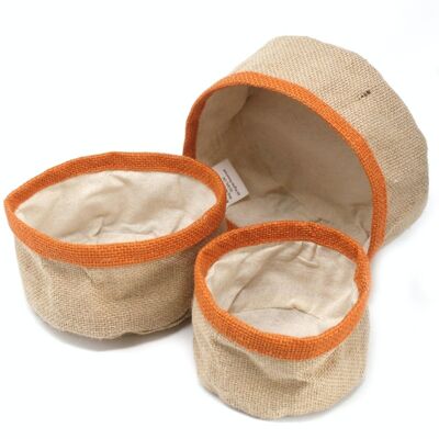 NATJB-02 - Set of 3 Natural Jute Baskets - Turmeric - Sold in 3x unit/s per outer