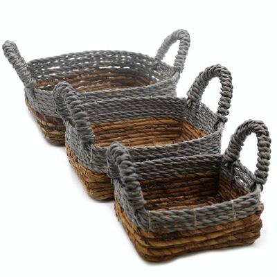 NBA-06 - Banana Leaf & Abu-Abu Raffia Square Basket - Set of 3 - Verkauft in 1x Einheit/en pro Außenhülle