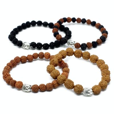 Nbang-04 - Verschiedene Rudraksha Buddah-Armreifen - Verkauft in 12x Einheit/en pro Äußerem