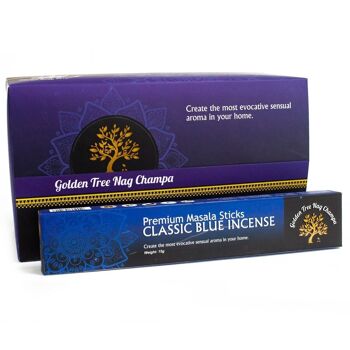 NCT-01 - Encens Golden Tree Nag Champa - Bleu Classique - Vendu en 12x unité/s par extérieur 1