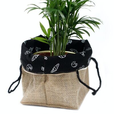 NJC-02 - Sac cadeau en coton de jute naturel - Doublure noire - Moyen - Vendu en 6x unité/s par extérieur