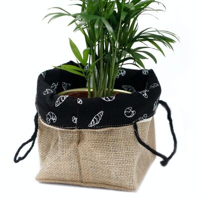 NJC-02 - Natural Jute Cotton Gift Bag - Black Lining - Medium - Sold in 6x unit/s per outer