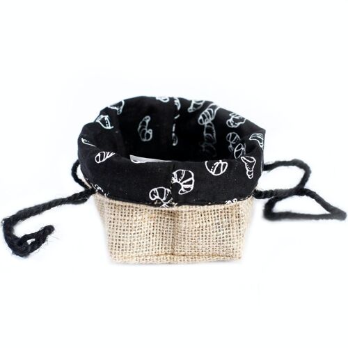 NJC-03 - Natural Jute Cotton Gift Bag - Black Lining - Small - Sold in 10x unit/s per outer