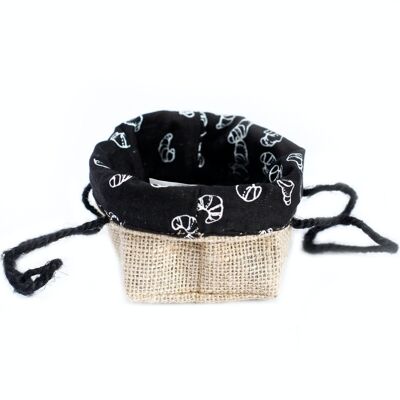 NJC-03 - Sac cadeau en coton de jute naturel - Doublure noire - Petit - Vendu en 10x unité/s par extérieur