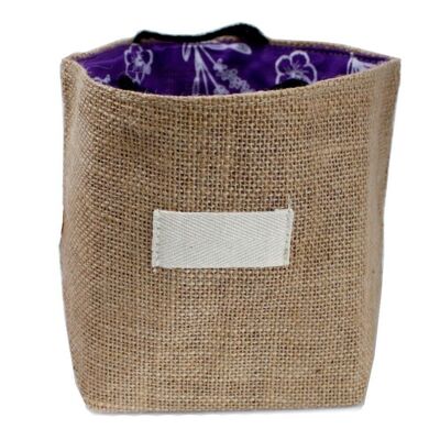 NJC-04 - Bolsa de Regalo de Yute Algodón Natural - Forro Lavanda - Grande - Vendido en 6x unidad/es por exterior