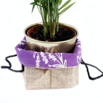 NJC-05 - Geschenkbeutel aus natürlicher Jute-Baumwolle - Lavendelfarbenes Futter - Medium - Verkauft in 6x Einheit/en pro Außenhülle