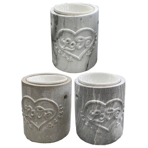 OB-276 - Love Heart Concrete Oil Burner - Sold in 1x unit/s per outer