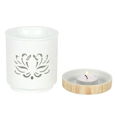 OB-283 - White Lotus Cut Out Oil Burner - Sold in 3x unit/s per outer