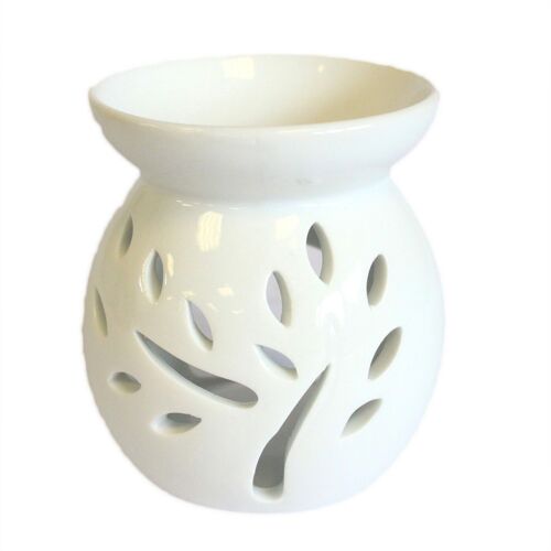 OBCW-03 - Sm Classic White Oil Burner - Tree Cut-out - Sold in 1x unit/s per outer