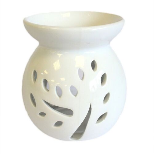 OBCW-04 - Lrg Classic White Oil Burner - Tree Cut-out - Sold in 1x unit/s per outer