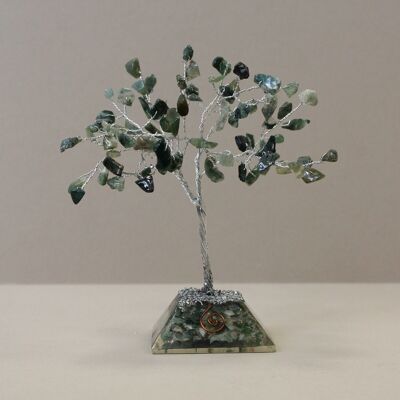 OGemT-04 - Gemstone Tree with Orgonite Base - 80 Stone - Moss Agate - Sold in 1x unit/s per outer