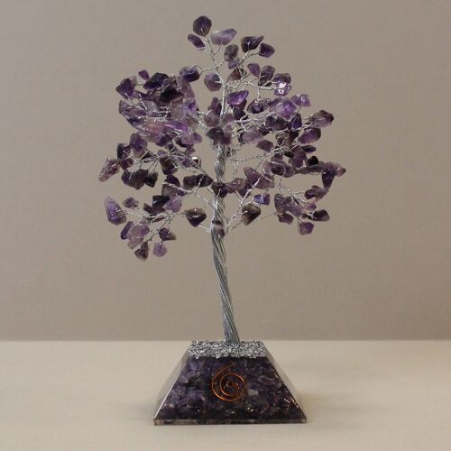 OGemT-06 - Gemstone Tree with Orgonite Base - 160 Stone - Amethyst - Sold in 1x unit/s per outer