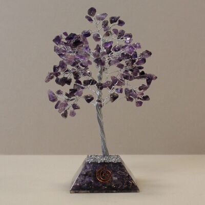 OGemT-06 - Edelsteinbaum mit Orgonitbasis - 160 Stein - Amethyst - Verkauft in 1x Einheit/en pro Äußerem