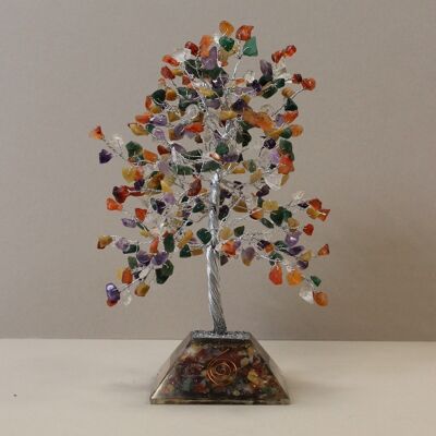 OGemT-09 - Árbol de piedras preciosas con base de orgonita - Piedra 320 - Multi - Se vende en 1 unidad/es por exterior