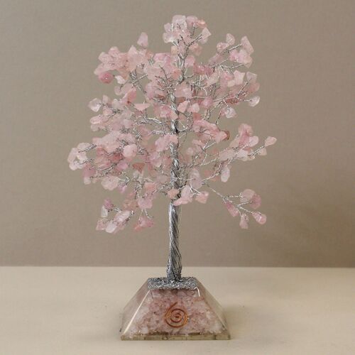 OGemT-11 - Gemstone Tree with Orgonite Base - 320 Stone - Rose Quartz - Sold in 1x unit/s per outer