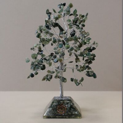 OGemT-12 - Gemstone Tree with Orgonite Base - 320 Stone - Moss Agate - Sold in 1x unit/s per outer