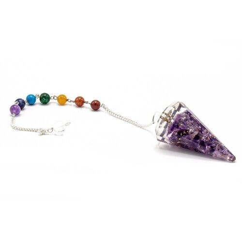 OrgCP-01 - Orgonite Power Chakra Pendulum - Amethyst - Sold in 1x unit/s per outer