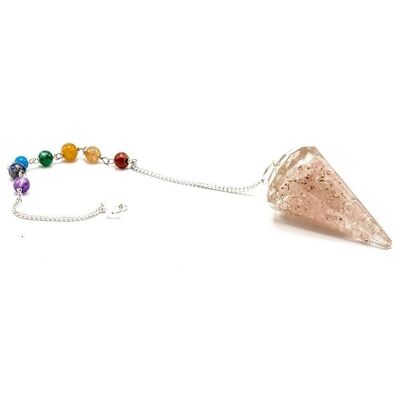 OrgCP-02 - Péndulo de chakra de poder de orgonita - Cuarzo rosa - Se vende en 1x unidad/es por exterior