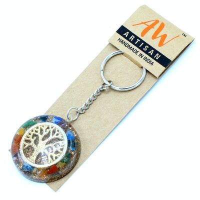 OrgK-07 - Orgonite Power Keyring - Gemstones Chakra Tree of Life - Sold in 1x unit/s per outer