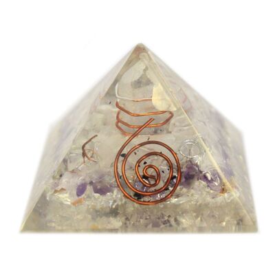 ORGN-02 - Med Orgonite Pyramid 55mm Gemchips and Copper - Sold in 1x unit/s per outer