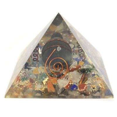 ORGN-03 - Med Orgonite Pyramid 60mm Gemchips, Copper, Turtle - Sold in 1x unit/s per outer