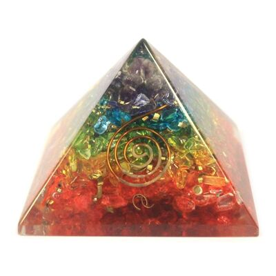 ORGN-07 - Lrg Orgonite Pyramid 70mm - Chakra Gemchips - Sold in 1x unit/s per outer