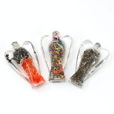 ORGN-10a - Orgonite Angel 50mm - Gemchip e rame - Venduto in unità 3x per esterno