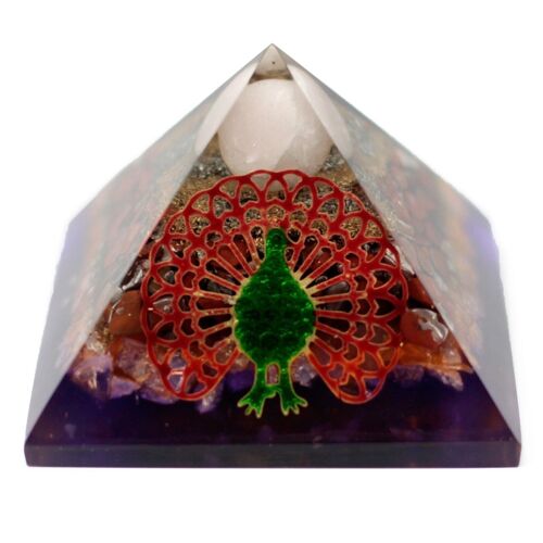 ORGN-13 - Lrg Organite Pyramid 80mm - Peacock - Sold in 1x unit/s per outer