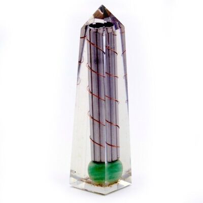 Orgn-23 - Orgonite Obelisk Power Point Green Aventurine - 110x30 mm - Sold in 1x unit/s per outer