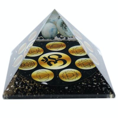 Orgn-28 - Orgonite Pyramid - Midnight Om Chakra - 90mm - Sold in 1x unit/s per outer