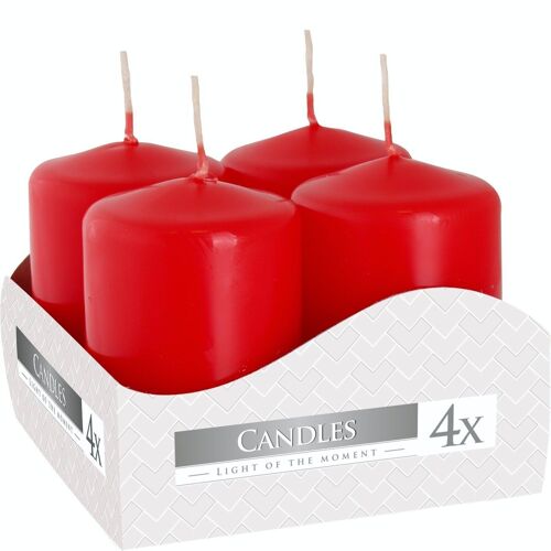 PC-02 - Set of 4 Pillar Candles 40x60mm - Red - Sold in 3x unit/s per outer